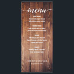 Wood Rustic Wedding Dinner Menu<br><div class="desc">Introductie van onze Wood Rustic Wedding Dinner Menu—een prachtige aanvulling op uw rustieke bruiloft thema. Deze aanpasbare menukaarten combineren naadloos moderne elegantie met rustieke charme, waardoor de sfeer van uw speciale dag wordt verbeterd. 🌿🍽️ Elegant Rustic Fusion: Het moderne en elegante script dat wordt gebruikt voor de menutitel harmoniseert prachtig...</div>