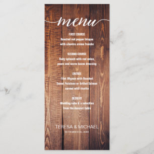 Wood Rustic Wedding Dinner Menu