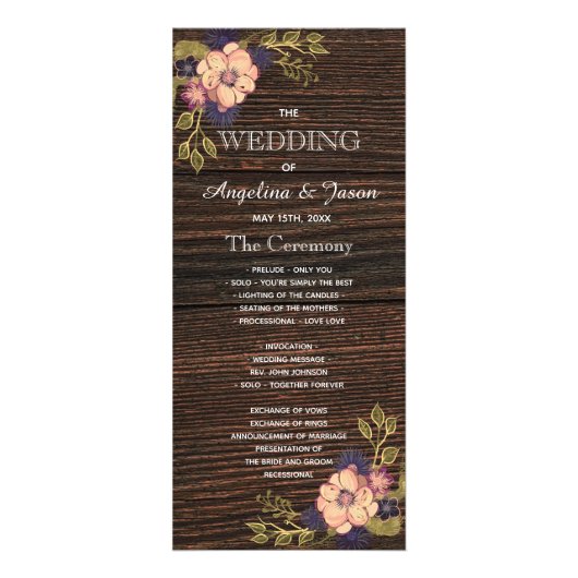Wood Rustic Wedding Programme Reclamekaart (Voorkant)
