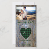 Wood Rustic Wedding Save the Date Geplaagd Hart (Voorkant)