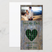 Wood Rustic Wedding Save the Date Geplaagd Hart (Voorkant / Achterkant)