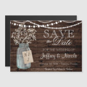 Wood Rustisch Land Barn Wedding Save Date Magnetische Uitnodiging (Voorkant / Achterkant)
