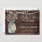 Wood Rustisch Land Barn Wedding Save Date Magnetische Uitnodiging (Voorkant)