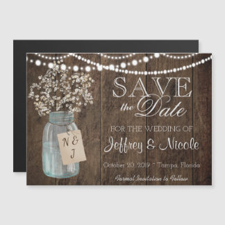 Wood Rustisch Land Barn Wedding Save Date Magnetische Uitnodiging