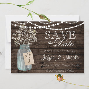 Wood Rustisch Land Barn Wedding Save Date Magnetische Uitnodiging