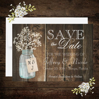 Wood Rustisch Land Barn Wedding Save Date Magnetische Uitnodiging