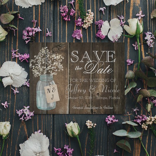 Wood Rustisch Land Barn Wedding Save Date Magnetische Uitnodiging