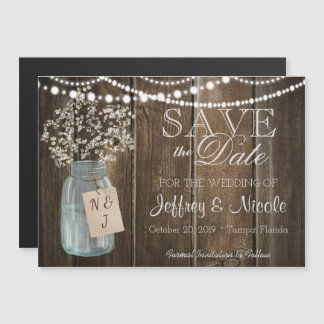 Wood Rustisch Land Barn Wedding Save Date Magnetische Uitnodiging