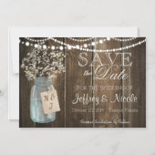 Wood Rustisch Land Barn Wedding Save Date Magnetische Uitnodiging (Voorkant)
