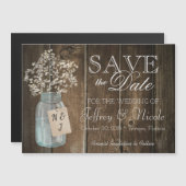 Wood Rustisch Land Barn Wedding Save Date Magnetische Uitnodiging (Voorkant / Achterkant)