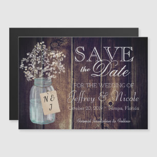 Wood Rustisch Land Barn Wedding Save Date Magnetische Uitnodiging