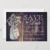Wood Rustisch Land Barn Wedding Save Date Magnetische Uitnodiging (Voorkant)