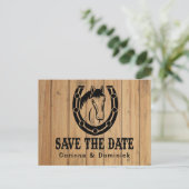 Wood Save The Date Verloving Trouwpaard Briefkaart (Staand voorkant)