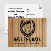 Wood Save The Date Verloving Trouwpaard Briefkaart (Voorkant / Achterkant)