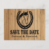 Wood Save The Date Verloving Trouwpaard Briefkaart (Voorkant)