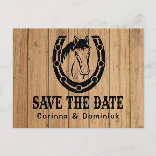Wood Save The Date Verloving Trouwpaard Briefkaart (Voorkant)