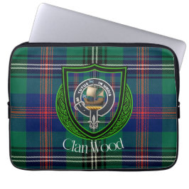 Wood Scottish Clan Tartan and Crest Laptop Sleeve