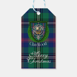 Wood Scottish Clan Tartan & Crest Cadeaulabel
