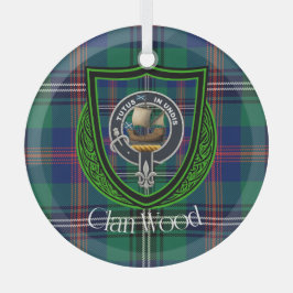 Wood Scottish Clan Tartan & Crest Glas Ornament