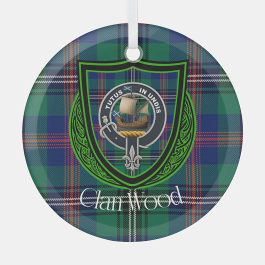 Wood Scottish Clan Tartan & Crest Glas Ornament (Voorkant)
