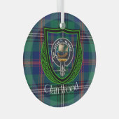 Wood Scottish Clan Tartan & Crest Glas Ornament (Voorkant Rechts)