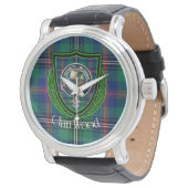 Wood Scottish Clan Tartan & Crest Horloge (Gekanteld)
