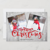 Wood script Kerst 2 Foto Feestdagenkaart (Voorkant)