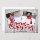 Wood script Kerst 2 Foto Feestdagenkaart (Voorkant / Achterkant)