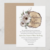 Wood Slice Daisy Wedding Invitation Kaart (Voorkant / Achterkant)