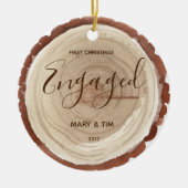 WOOD SLICE First kerst Engaged Ornament Gift (Voorkant)