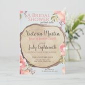 Wood Slice Floral Vrijgezellenfeest Kaart (Staand voorkant)