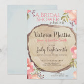 Wood Slice Floral Vrijgezellenfeest Kaart (Voorkant / Achterkant)