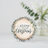 Wood Slice Merry Christmas Feestdagenkaart (Staand voorkant)