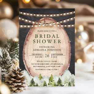 Wood Slice Mountain Forest Foto Vrijgezellenfeest Kaart