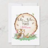 Wood Slice Owl Girls Birthday Uitnodiging (Achterkant)