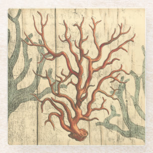 Wood & Small Coral Glazen Onderzetter