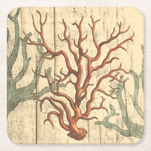 Wood & Small Coral Kartonnen Onderzetters (Voorkant)