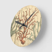 Wood & Small Coral Ronde Klok (Hoek)