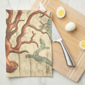 Wood & Small Coral Theedoek (Quarter Fold)