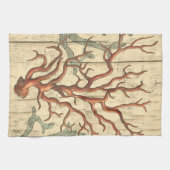 Wood & Small Coral Theedoek (Horizontaal)