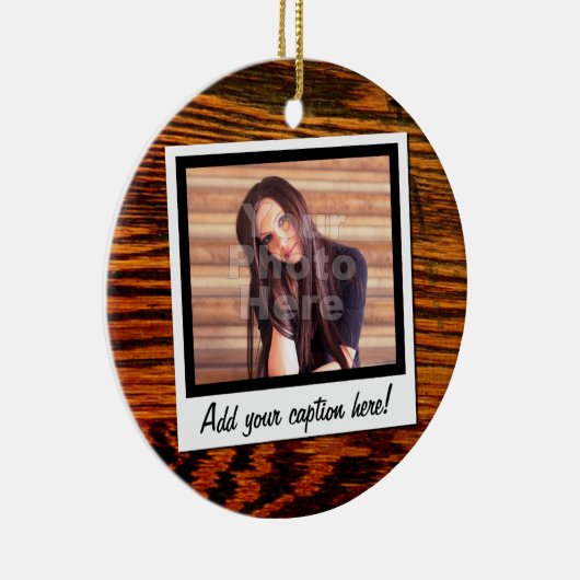 Wood Snapshot-foto kerstversiering Keramisch Ornament (Rechts)