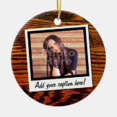 Wood Snapshot-foto kerstversiering Keramisch Ornament (Voorkant)