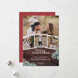  Wood Sneeuw Kerst 4 Foto Collage Feestdagenkaart