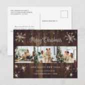 Wood Snowflake 3 Fotocollage Feestdagenkaart (Voorkant / Achterkant)