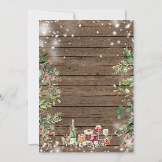 Wood Staff Kerst Party Uitnodiging (Achterkant)
