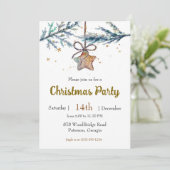 Wood Star Ornament Kerstfeest Kaart (Staand voorkant)