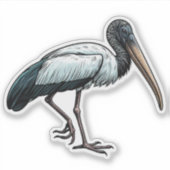 Wood Stork bird Custom-Cut Vinyl Sticker (Voorkant)