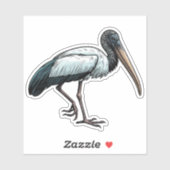 Wood Stork bird Custom-Cut Vinyl Sticker (Vel)