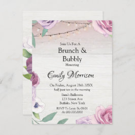 Wood String Light Lavender Peony Brunch en Bubble Kaart