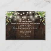 Wood String Lights Greenery Wedding Dank u Plaatskaartje (Achterkant)